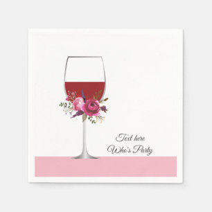 red wine, adult birthday, wedding, floral napkin