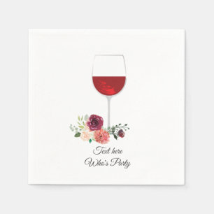 red wine, adult birthday, wedding, floral napkins