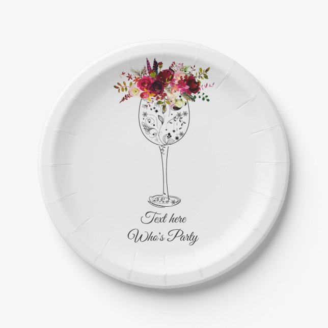 red wine, adult birthday, wedding, Paper Plate (Front)