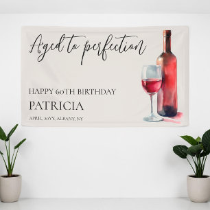 Red Wine Aged to Perfection 60th Birthday Party Banner