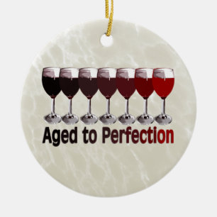 Red Wine Aged to Perfection Ceramic Ornament