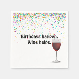 Red wine and birthday party confetti napkin