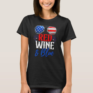 Red Wine And Blue 4th Of July American Flag Sungl T-Shirt