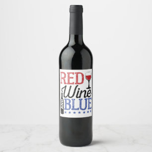 Red Wine and Blue 4th of July Drinking Label