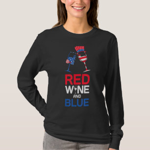 Red Wine And Blue 4th Of July Drinking T-Shirt