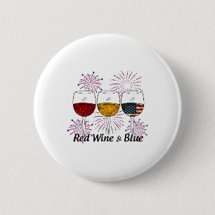 Red Wine And Blue 4th Of July Red White Blue Wine 2 Inch Round Button