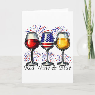 Red Wine And Blue 4th Of July Wine Gles American U Card