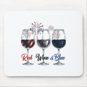 Red Wine And Blue 4th Of July Wine Red White Blue  Mouse Pad