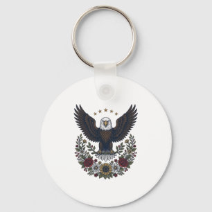 Red Wine and Blue Patriotic Wine Lover Keychain