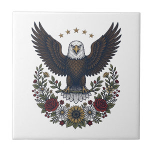 Red Wine and Blue Patriotic Wine Lover Tile