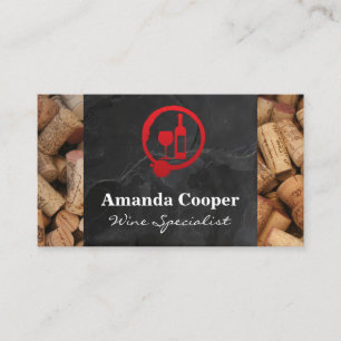 Red Wine and Bottle   Slate and Corks Business Card