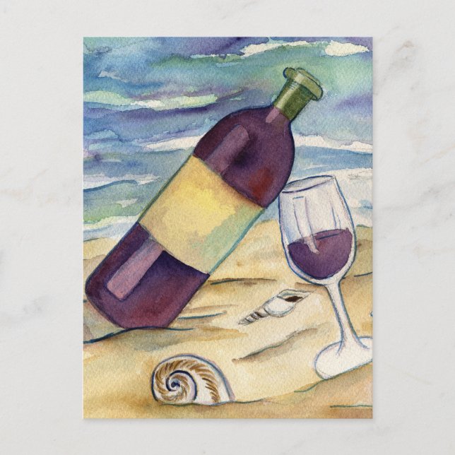 Red Wine and Cheese Beach Party Postcards (Front)