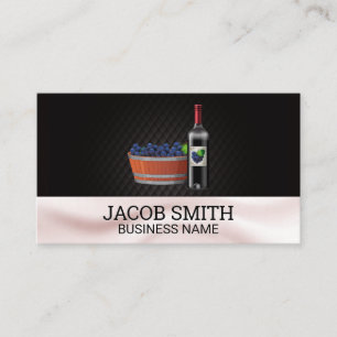 Red Wine and Grape Bucket   Silk Drapery Business Card