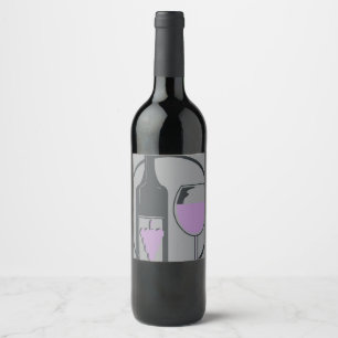 Red Wine and Grapes Label