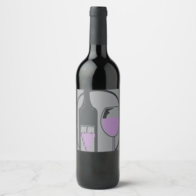 Red Wine and Grapes Label (Front)