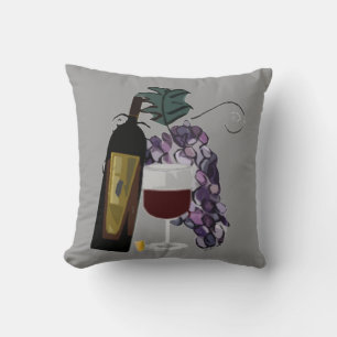 Red Wine and Grapes Throw Pillow