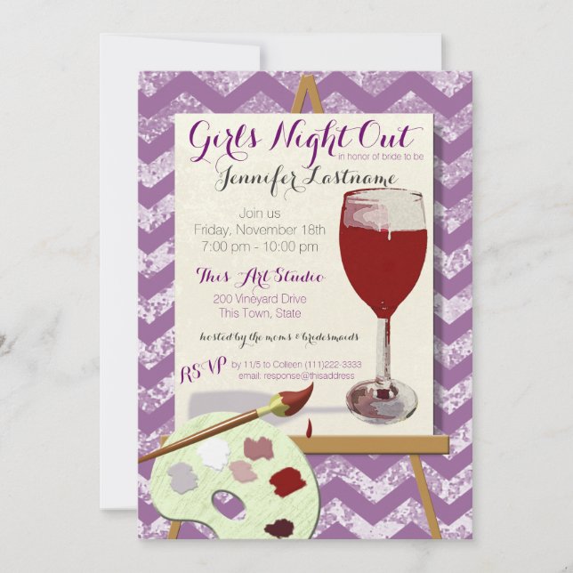 Red Wine and Painting Art Party Invitation (Front)