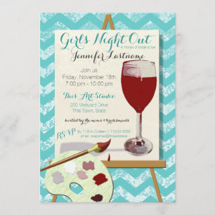 Red Wine and Painting Art Party Invitation