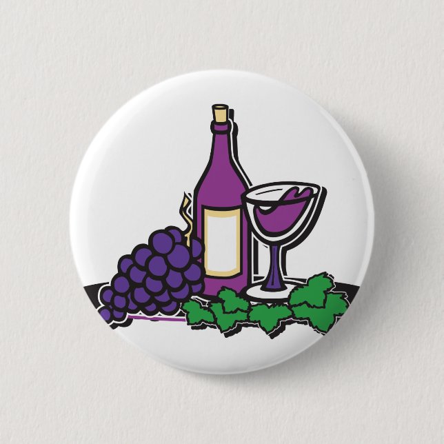 Red Wine and Purple Grapes 2 Inch Round Button (Front)