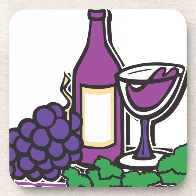 Red Wine and Purple Grapes Coaster (Front)