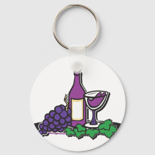 Red Wine and Purple Grapes Keychain