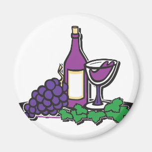 Red Wine and Purple Grapes Magnet