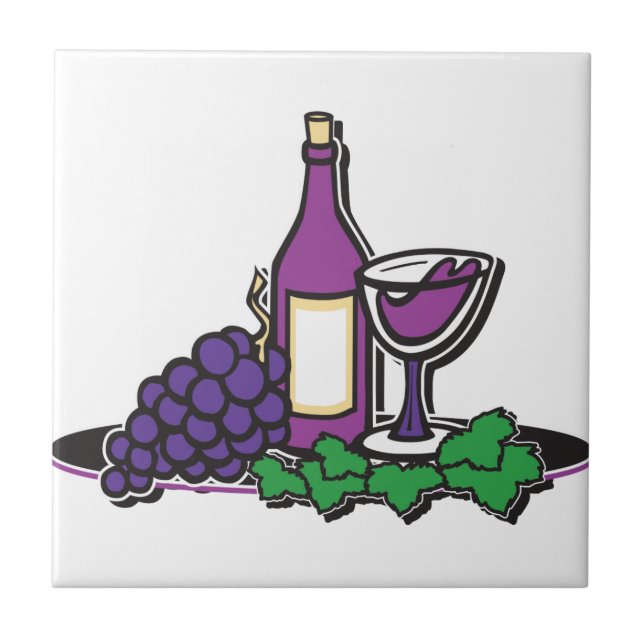 Red Wine and Purple Grapes Tile (Front)