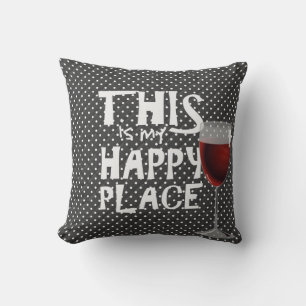 red wine  and quote on dots throw pillow