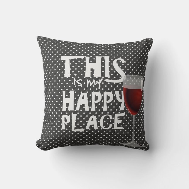 red wine  and quote on dots throw pillow (Front)