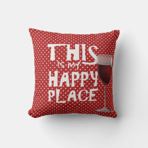 red wine and quote on polka dots throw pillow