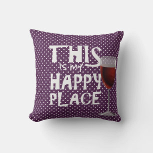 red wine and quote on polka dots throw pillow