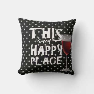 red wine and quote on white dots throw pillow