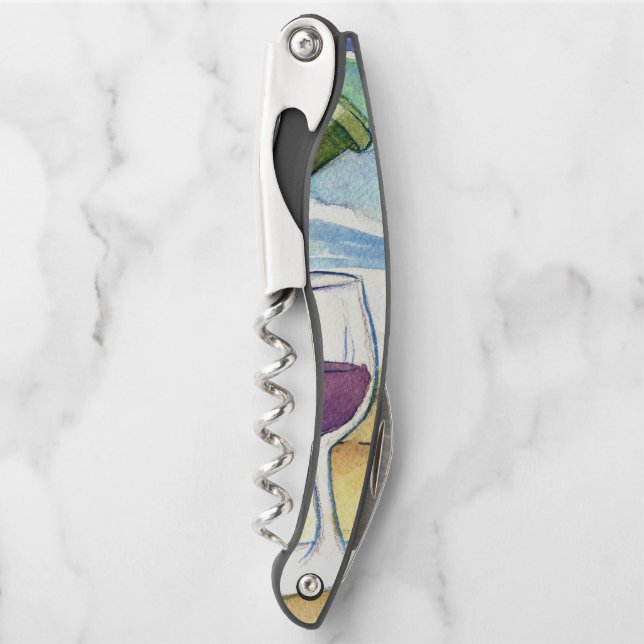 Red Wine Beach Party Art Personalized Corkscrew (Front)
