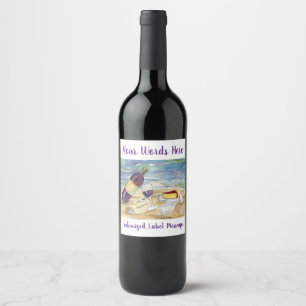 Red Wine Beach Party Custom Bottes Étiquettes