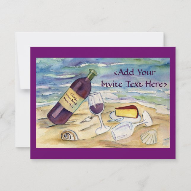 Red Wine Beach Party Invitations personnalisés ou  (Devant)