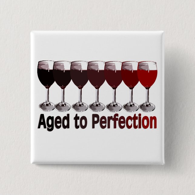 Red Wine Birthday 2 Inch Square Button (Front)