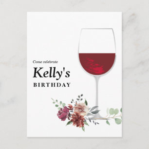 red wine birthday Invitation Postcard