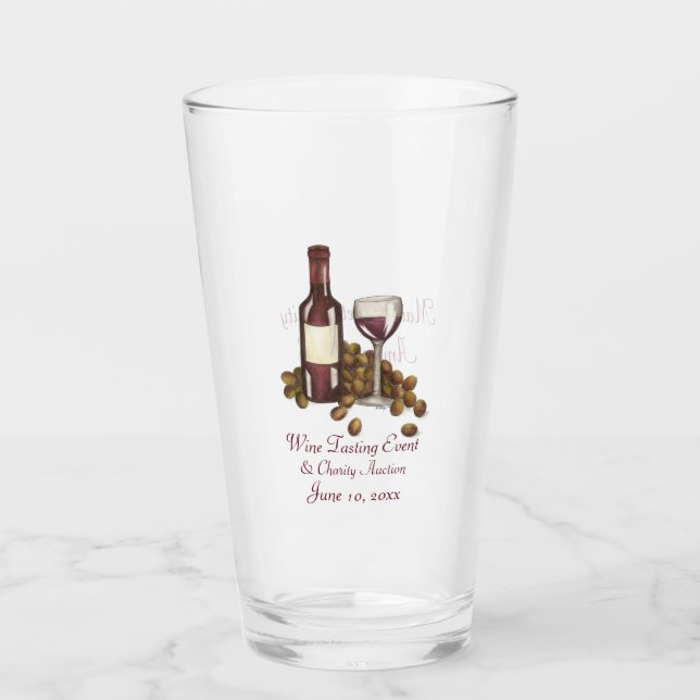 Red Wine Bottle Grapes Glass Tasting Charity Event (Front)