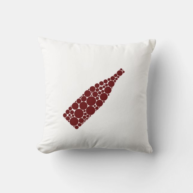 Red Wine Bottle Throw Pillow (Front)