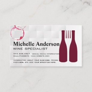 Red Wine Bottles and Fork Restaurant Business Card