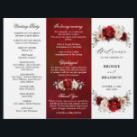 Red Wine Champagne Ivory Mauve Wedding Program<br><div class="desc">Elegant  Red,  Champagne ivory earthy floral theme wedding program featuring elegant bouquet of Burgundy,  champagne ivory colour roses peonies  and sage green eucalyptus leaves. Please contact me for any help in customization or if you need any other product with this design.</div>