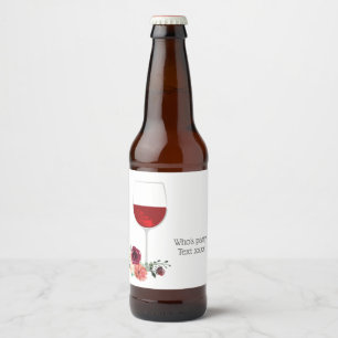 red wine, cheers birthday Beer Bottle Label