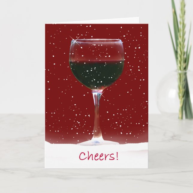 Red Wine Cheers Xmas Card (Front)