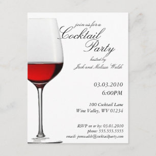 Red Wine Cocktail & Wine Party Invitations