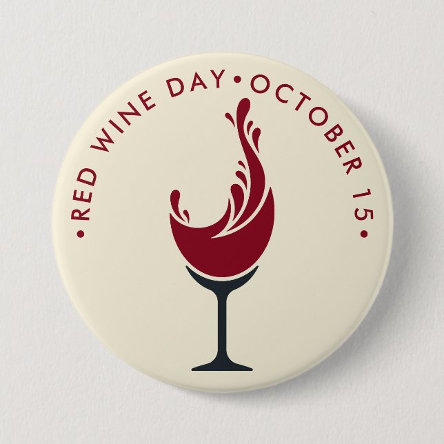 Red Wine Day 3 Inch Round Button (Front)
