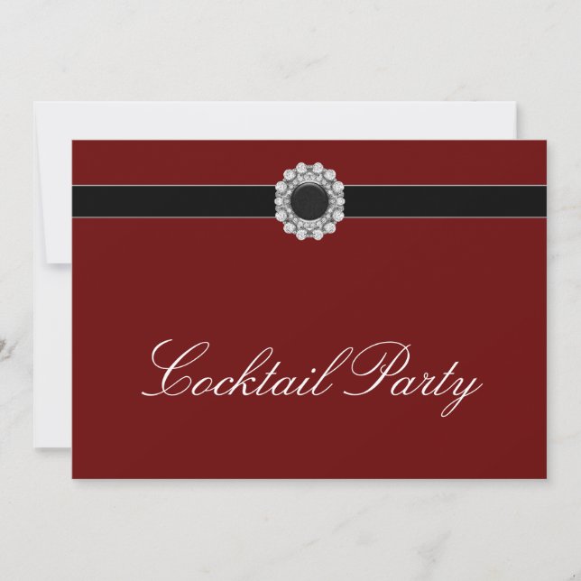 Red Wine Diamond Red Black Cocktail Party Invitation (Front)