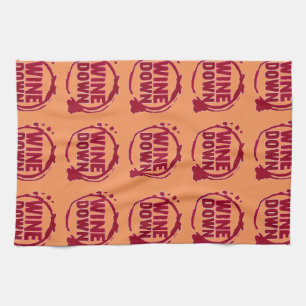 Red Wine Down print Kitchen Towel