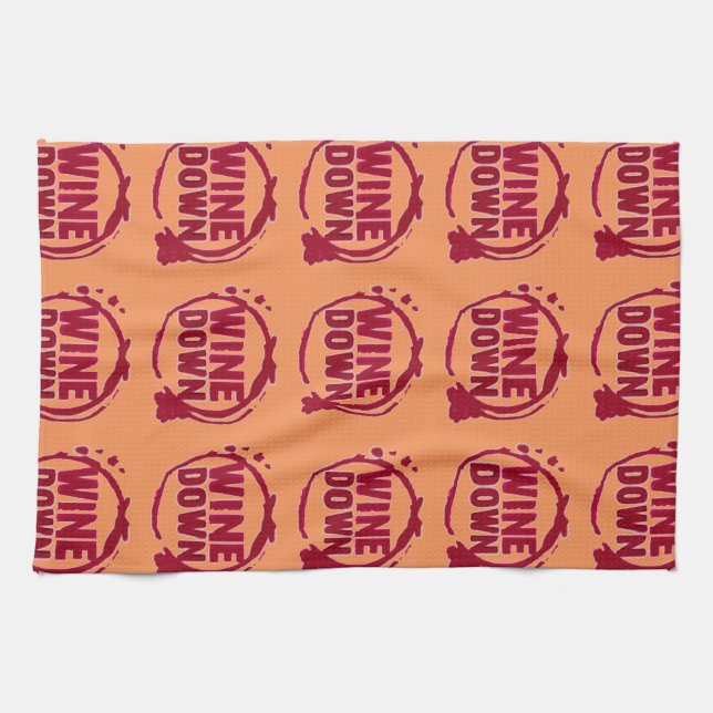 Red Wine Down print Kitchen Towel (Horizontal)