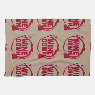 Red Wine Down print Kitchen Towel