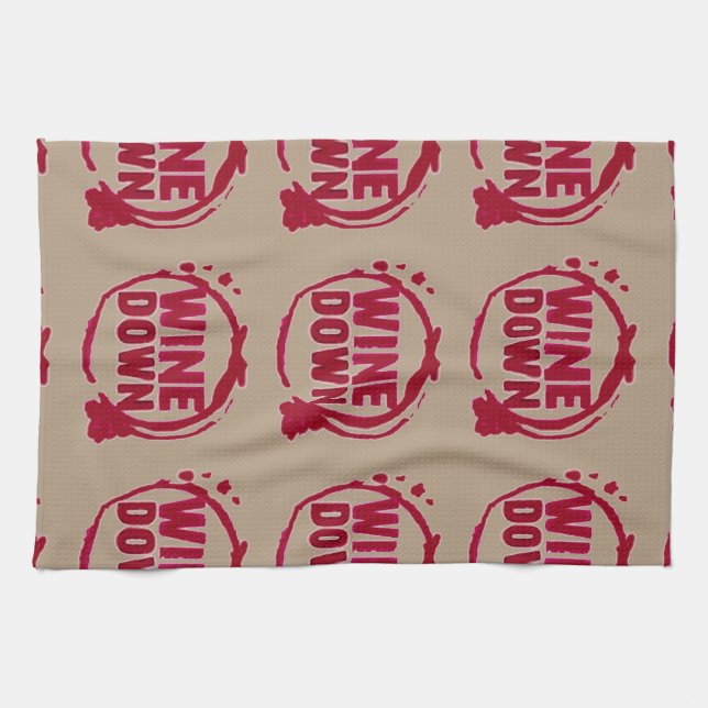 Red Wine Down print Kitchen Towel (Horizontal)